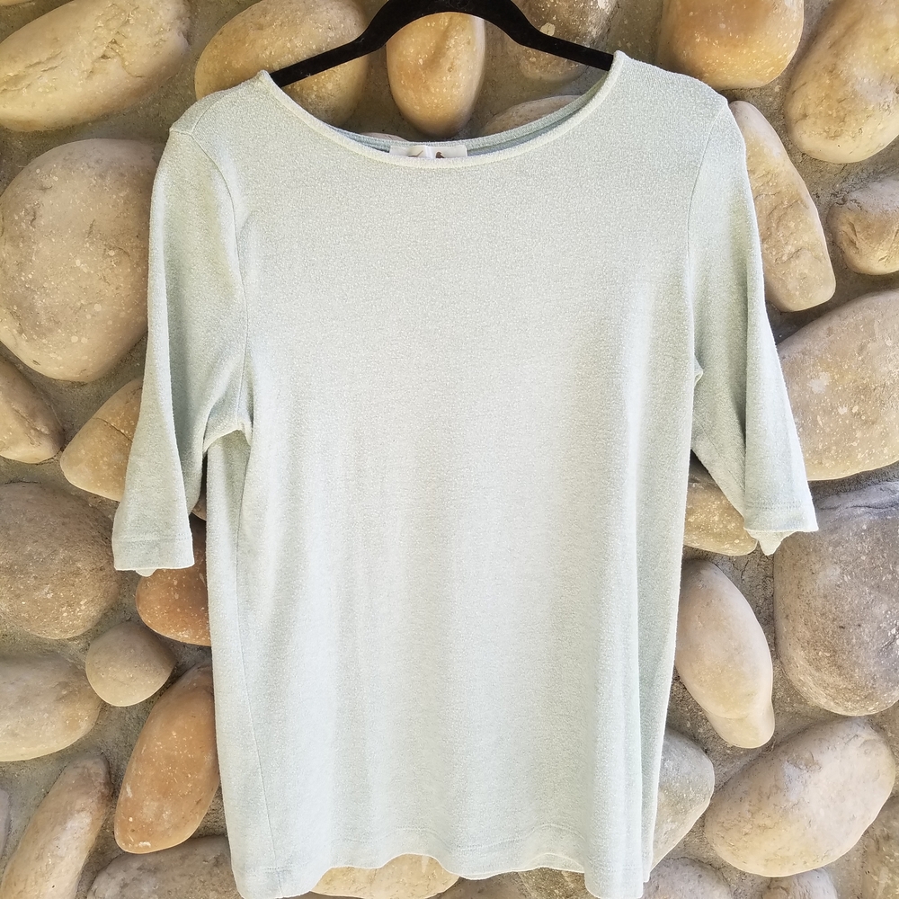 Mint Green Knit Blouse Qaurter Length Sleeves | Cozy Essentials | Office Attire